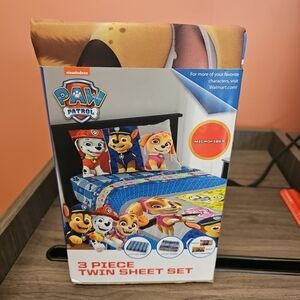 NWT Paw Patrol 3 Piece Twin Microfober Sheet Set Skye Marshall Chase Zuma Rocky